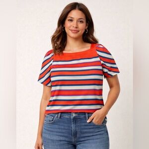 Marc By Marc Jacobs Red and Blue Striped Blouse